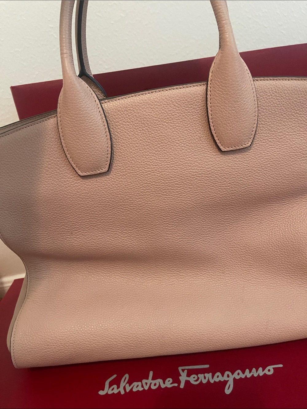 Salvatore Ferragamo Blush Pink Leather Top-Handle Satchel - Picture 6 of 10